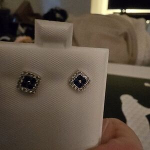 Sapphire sterling silver earrings